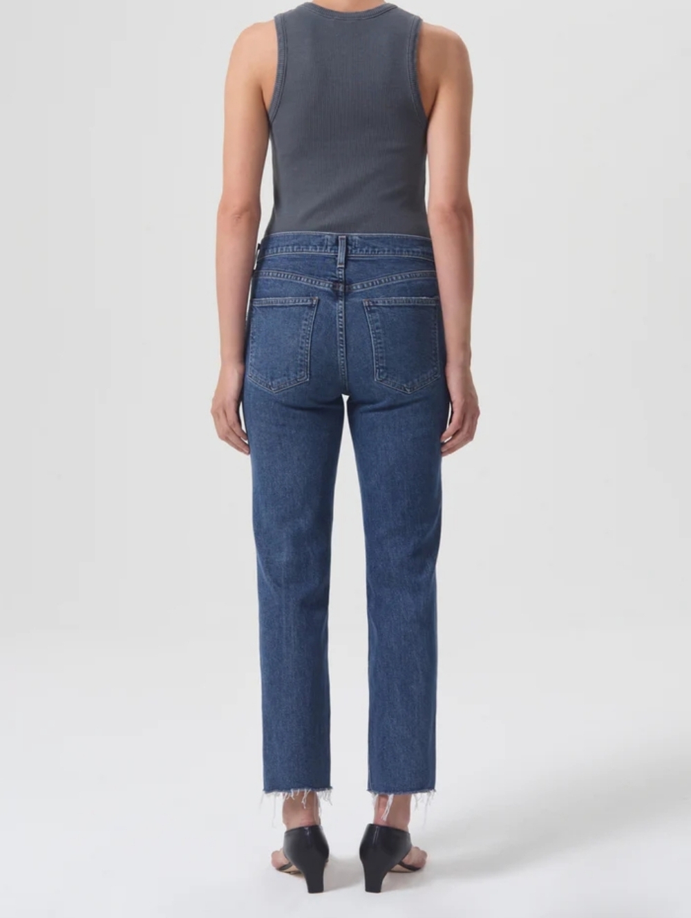 Agolde Blue Kye Mid Rise Straight Crop Ankle Jeans In Mirage Womens 23 - Picture 2 of 11